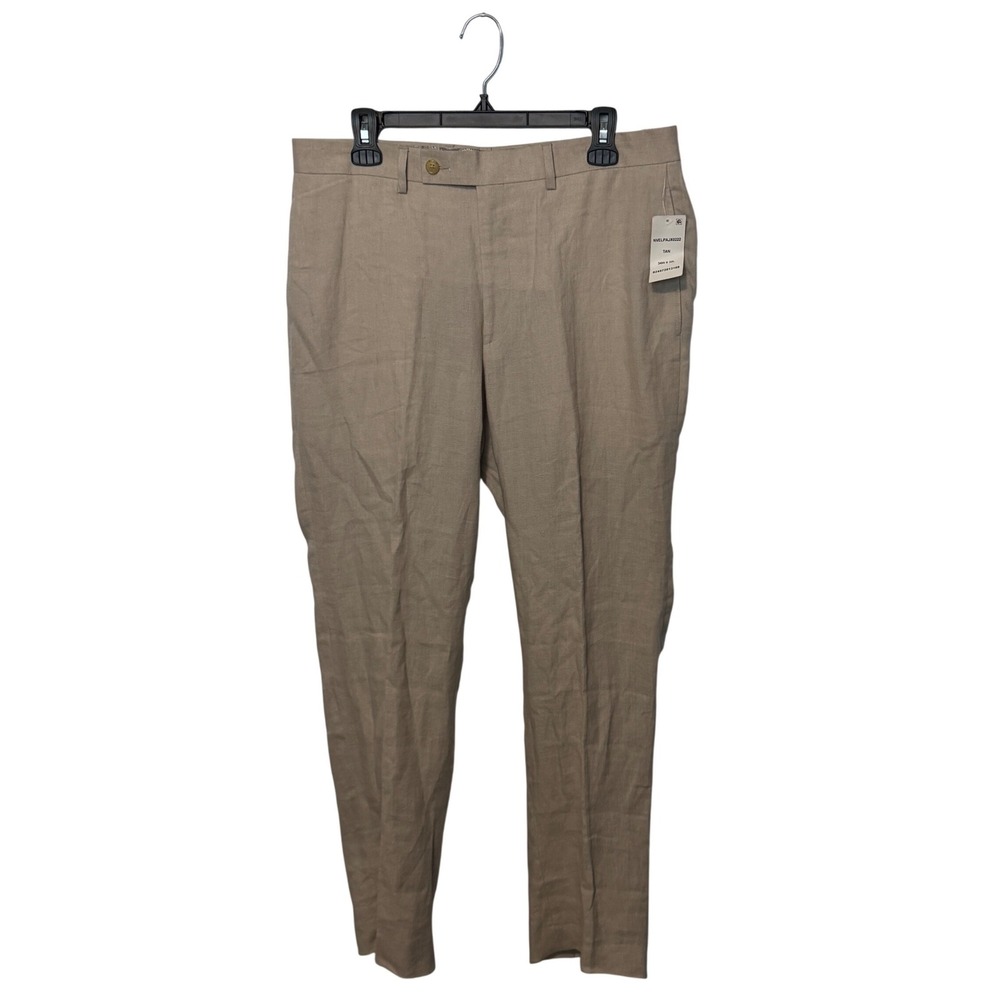Lauren Ralph Lauren Flat Front Linen Pants Mens 34x32 Tan Neville Trouser Slacks